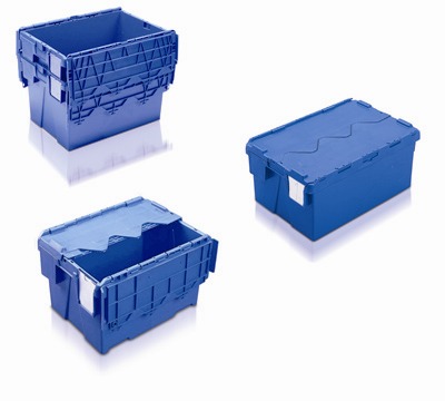 Stack and Nest Allibert Attached Lid Blue Containers