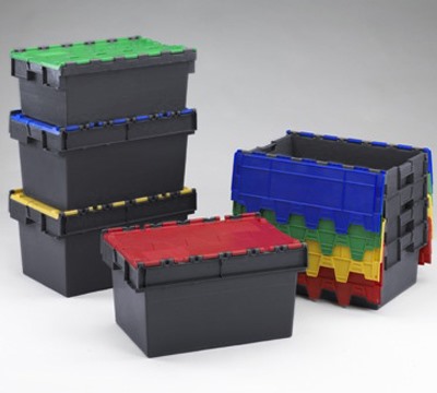 Heavy Duty Totebox Attached Lid Containers 